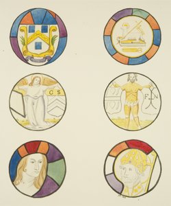 Målat glas i fönstret i Weavers