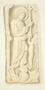Tomb of "The Harrowing of Hell" i Bristol Cathedral (akvarell på papper)