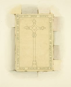 Gravsten framför Canynges grav i St Mary Redcliffe (akvarell på papper) av Joseph Manning