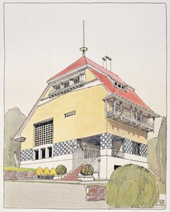 Studie för Olbrichs hus i Darmstadt, ur "Architektur von Olbrich", publicerad ca 1904-14