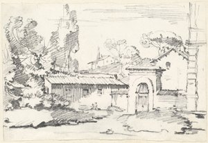 Ingång till trädgårdarna i Villa Giulia av Joseph Marie Vien
