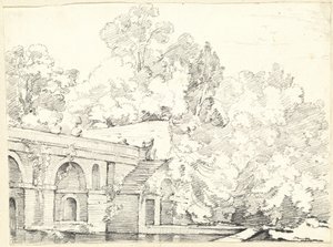 Fiskdammen och Villa Madama av Joseph Marie Vien