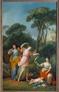 Unga grekiska kvinnor skiljer blommor Sova Kärlek Målning av Joseph Marie Vien (1716-1809) 1773 Sön. 3,35x1,94 m