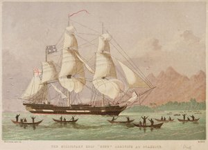 Missionsskeppet "Duff" anländer till Otaheite 1797 av Joseph Martin Kronheim