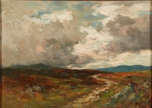Stormmoln över kullarna (olja ombord)