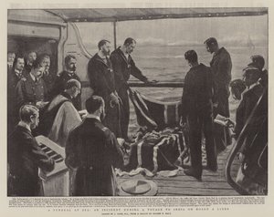 En begravning till sjöss, vid incident under en resa till Indien ombord på ett linjefartyg av Joseph Nash