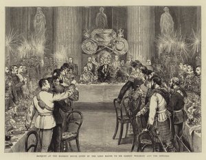 Bankett i Mansion House som överlämnades av Lord Mayor till Sir Garnet Wolseley och officerarna