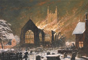 Croydon Church on Fire, 5 januari av Joseph Nash