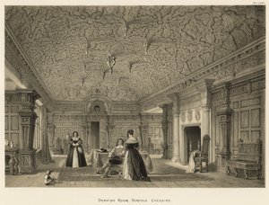 Drawing Room, Dorfold, Cheshire av Joseph Nash