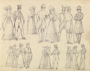 Fashionabla män och kvinnor samtalar av Joseph Nash