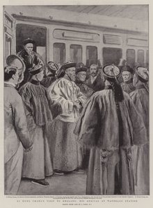 Li Hung Changs besök i England, hans ankomst till Waterloo Station av Joseph Nash