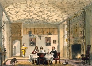 Medeltida familjemiddag, Wakehurst Place, Surrey, c1600. av Joseph Nash