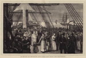 Ombord på ett emigrantskepp, den sista timmen utanför Gravesend av Joseph Nash