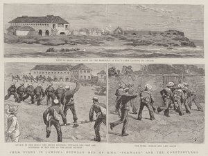 Sham Fight i Jamaica mellan Men of HMS Forward och Constabulary