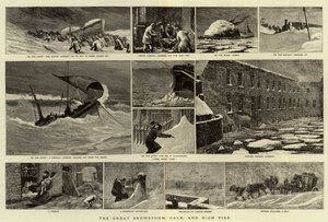 Den stora snöstormen, stormen och högvattnet av Joseph Nash