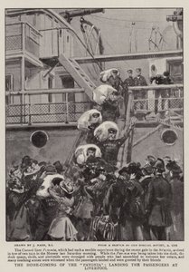 The Home-Coming of the Pavonia, landar passagerarna i Liverpool av Joseph Nash