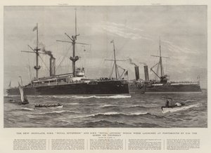 The New Ironclads, HMS Royal Sovereign och HMS Royal Arthur som lanserades i Portsmouth av HM the Queen på torsdagen