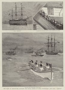 Race at Greenhithe mellan Naval Cadets of HMS Worcester och HMS Conway av Joseph Nash