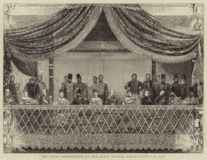 Statsföreställningen på Royal Italian Opera, Royal Box (gravyr) av Joseph Nash