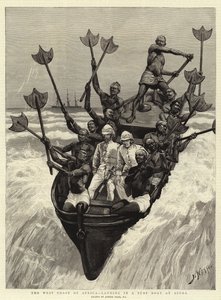 Afrikas västkust, landar i en surfbåt i Accra av Joseph Nash