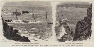 Vraket av SS Suffolk, med boskap ombord, vid Lizard Head, Cornwall