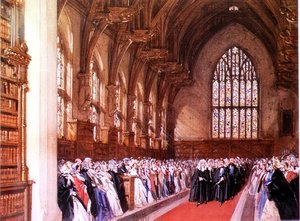 Vy över Westminster Hall (interiör) av Joseph Nash