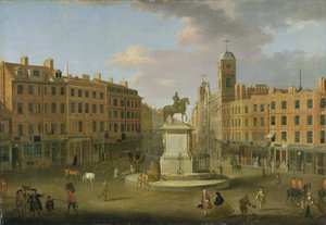Charing Cross, med statyn av kung Charles I och Northumberland House, c.1750