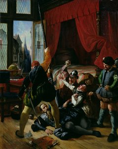 Mordet på Brion, lärare till prinsen av Conti (1558-1614) vid massakern på St Bartolomeusdagen 1572, 1833