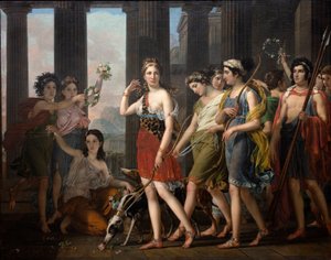 Den vackra Anthia leder sina följeslagare till Dianatemplet i Efesos, ca 1820 (olja på duk)