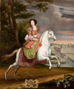 Ridsporträtt av Catherine de Neufville de Villeroy, grevinna av Armagnac 1639-1707, 1670-talet.