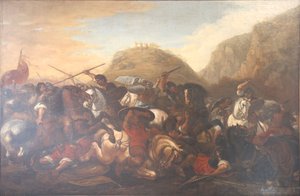 Josua stoppar solens och månens gång. av Joseph Parrocel