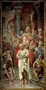 Dopet av frankernas kung Clovis I (466-511) i Reims av Eveque Saint Remi den 25/12/496 (eller 499). Målning av Joseph Blanc (1846-1904) 1800-talets Paris, Pantheon
