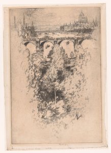 London över Waterloo Bridge (titel på objekt) av Joseph Pennell (signed by artist)