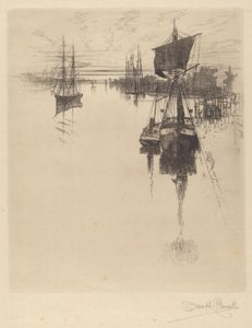 Nedanför Chestnut St. Bridge, Philadelphia av Joseph Pennell