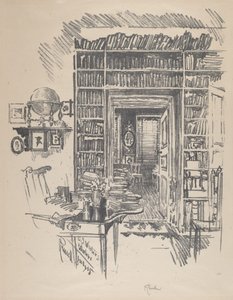 Biblioteksrum hos dr Wister av Joseph Pennell