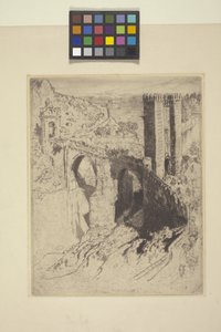 Bridge Of Alcantara (etsning) av Joseph Pennell