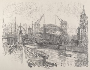 Bygger Friedrichstrasse Station, 1921. av Joseph Pennell