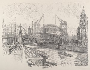 Bygger Freidrich-Strasse Station, 1921. av Joseph Pennell