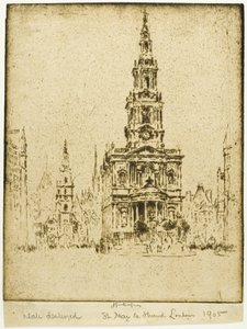 Kyrkan Saint Mary-le-Strand av Joseph Pennell