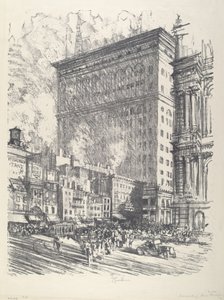 Rådhustorget och Wanamaker-byggnaden av Joseph Pennell