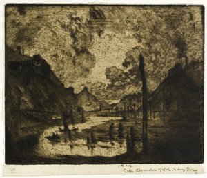 Kol-arbetsnedläggelse, Mahanoy River av Joseph Pennell