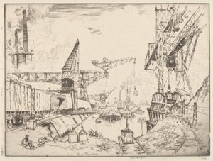 Kranar i Duisburg av Joseph Pennell