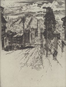 Down and Up the Hills to the Bay, San Francisco, 1912. av Joseph Pennell