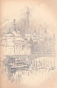 Tidig kvällseffekt, Parisutställningen, 1901 av Joseph Pennell