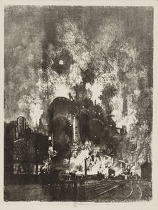 Engelska War Work: Furnaces at Night av Joseph Pennell