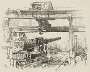 Engelska krigsarbete: Gun-Testing av Joseph Pennell