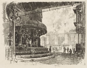 Engelska krigsarbetet: Making Pig Iron, The Base of the Blast Furnaces av Joseph Pennell