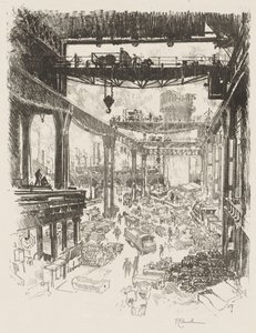 Engelska krigsarbetet: The Great Tower, Pig Iron av Joseph Pennell