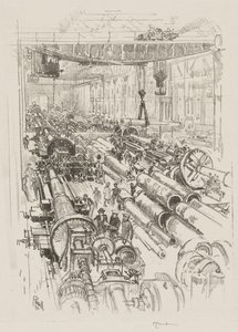 Engelska krigsarbetet: The Gun Shop av Joseph Pennell