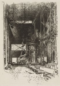 Engelska krigsarbetet: The New Gun Pit av Joseph Pennell